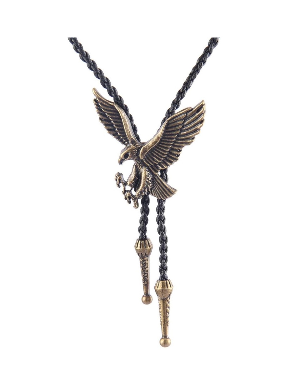 Bronze Eagle Bolo Tie with Braided Black Cord